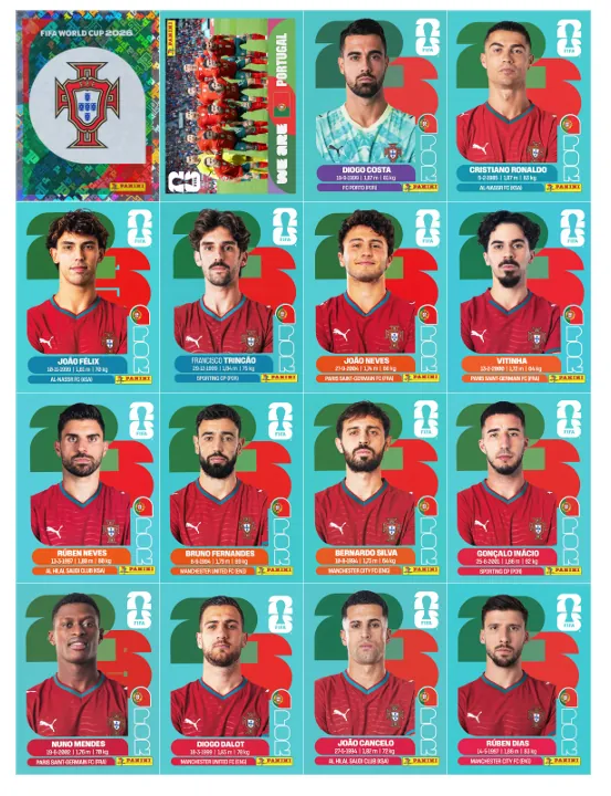 Figurinhas Portugal Copa 2026